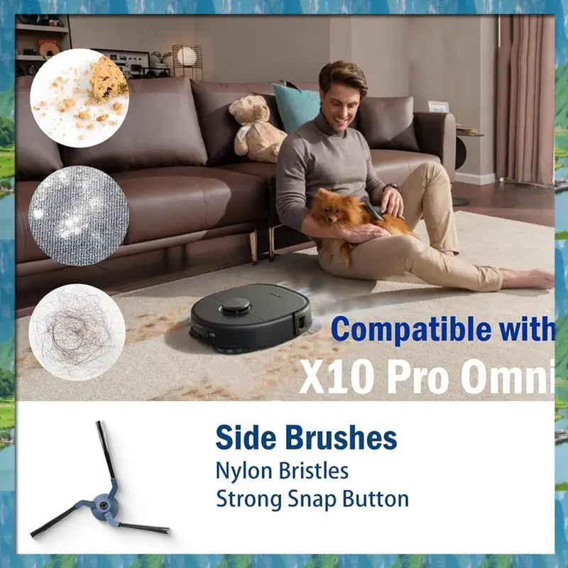 

The For Eufy X10 Pro Omni, Main Side Brushes Hepa Filters Mop Cloths Vacuum Replacement Parts Accessories