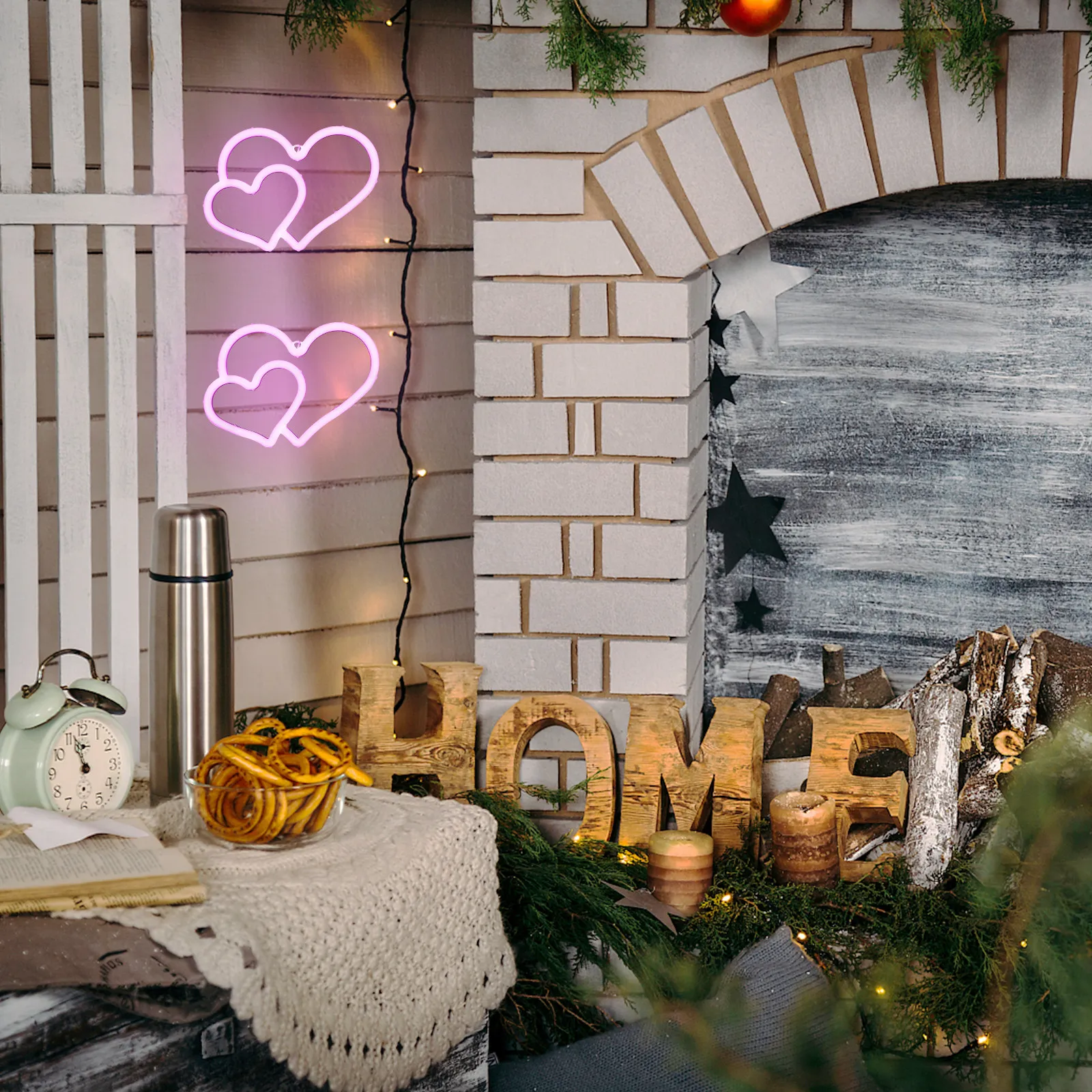

Двухфункциональная USB-перезаряжаемая неоновая лампа в форме сердца для спальни и гостиной, декоративный ночник, светодиодный неон