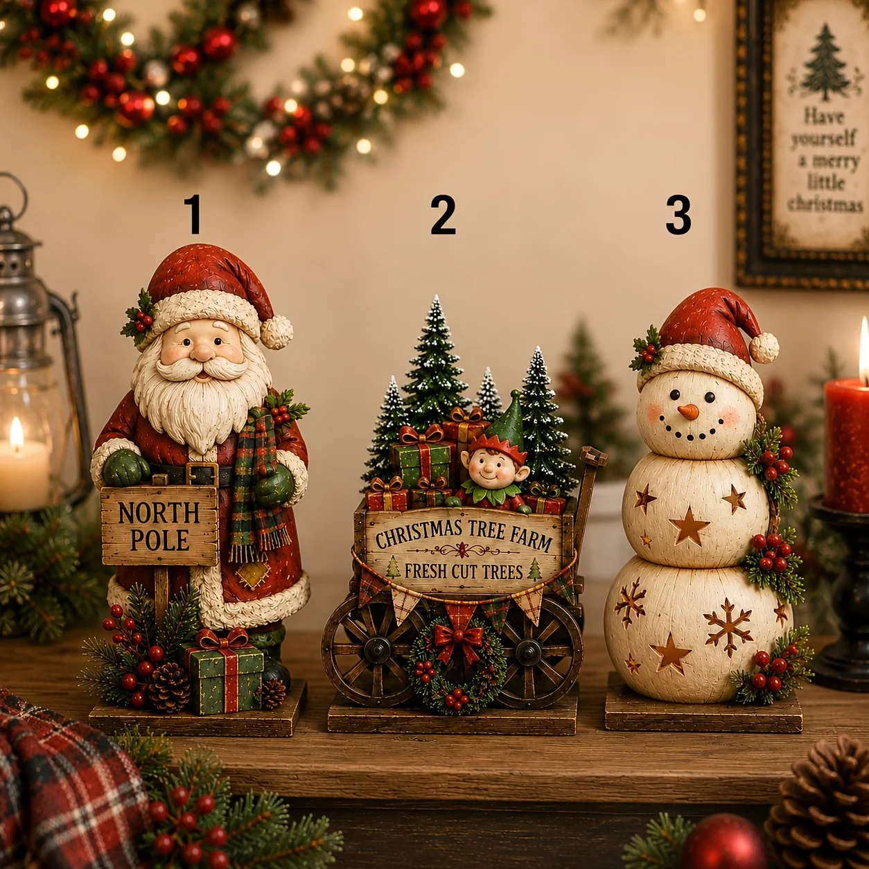 Vintage Collectible Santa - Set da 6/3 pezzi, stili assortiti,