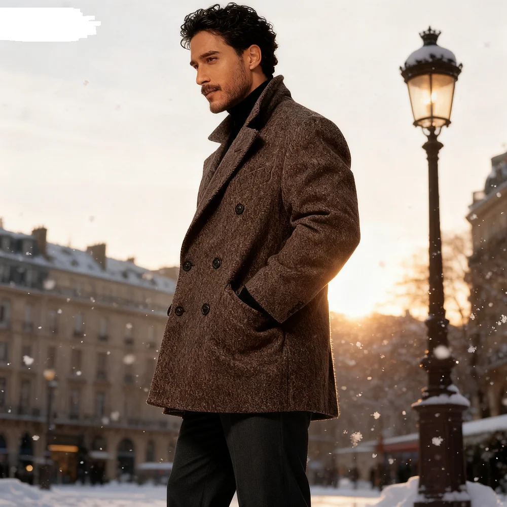 

Повседневный деловой мужской твидовый пиджак Slim Fit Grooming Ternos, двубортный свадебный пиджак с рыбьим позвоночником для мужчин