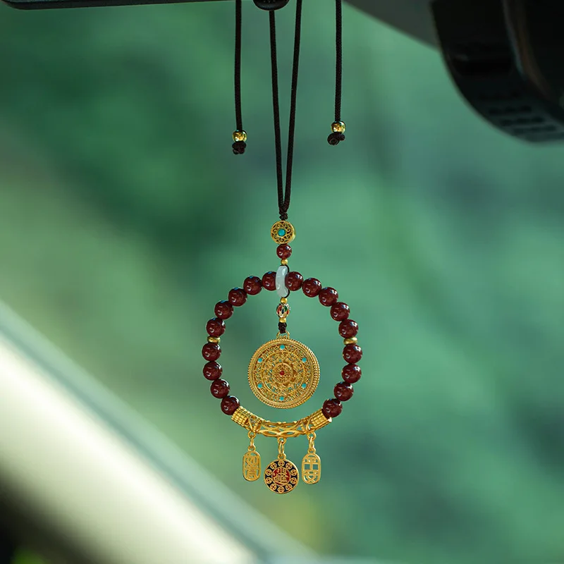 Cinnabar Car Hanging Safe Ruyi Automobile Hanging Ornament Purple Gold Sand Car Interior Hanging Accessories Men and Wombackpack