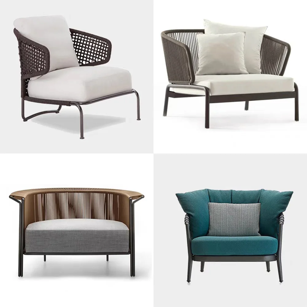 Outdoor rattan sofa courtyard waterproof homestay balcony leisure single rattan chair sofa rattan sofa three-piece furniture