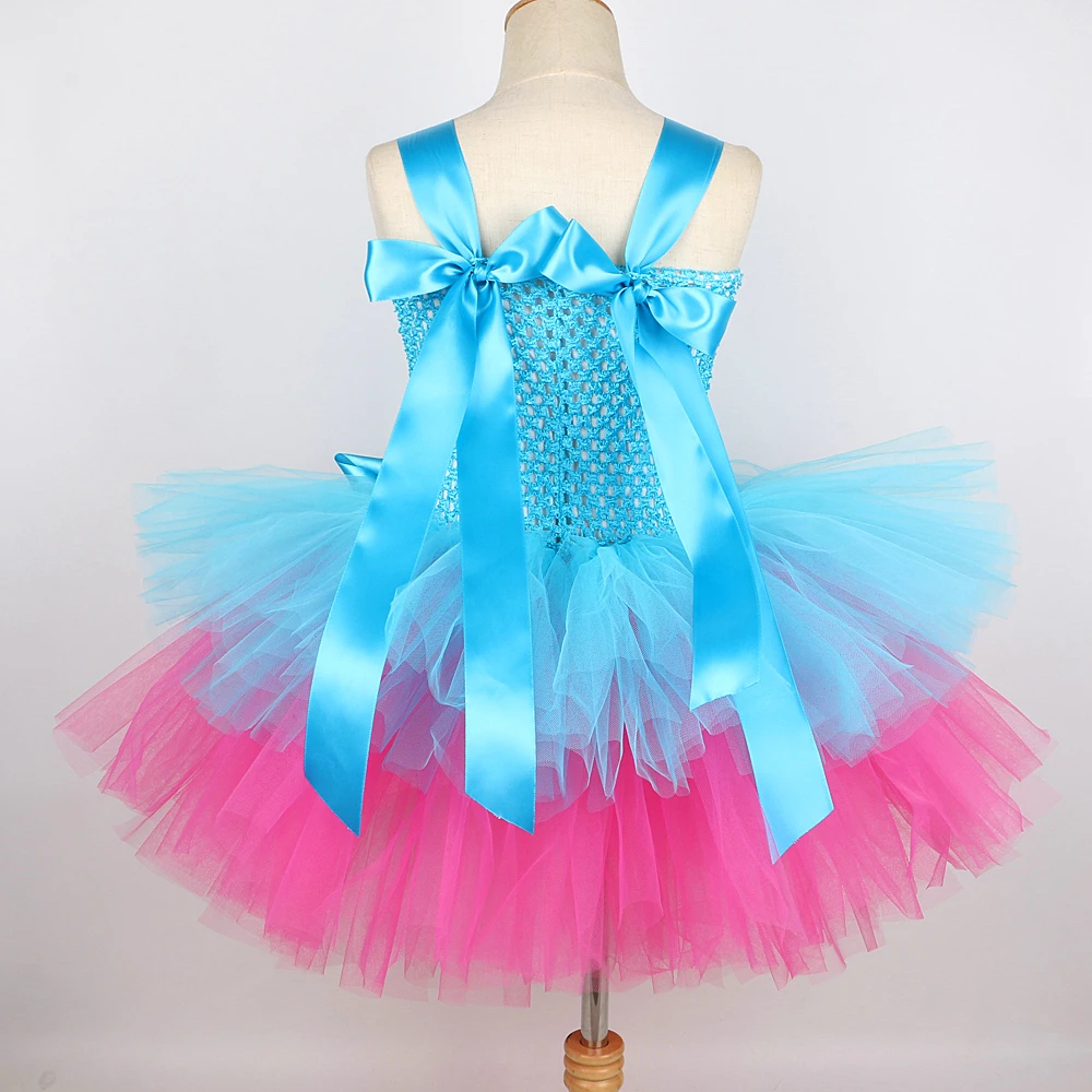 Trolls Princess Poppy Tutu Dress Girls Fairy Flower Outfits suit for birthday party Children Costume clothes prom dresses