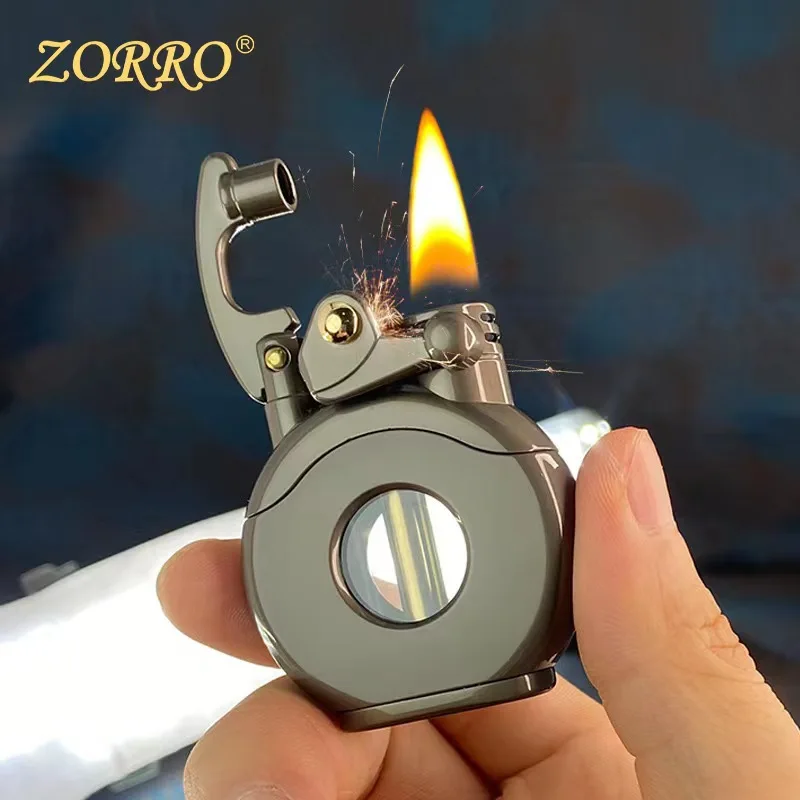 ZORRO Kerosene Lighter 686 Swing Arm Visible Transparent Compartment Creative Retro Men\'s Personalized Gift Lighter