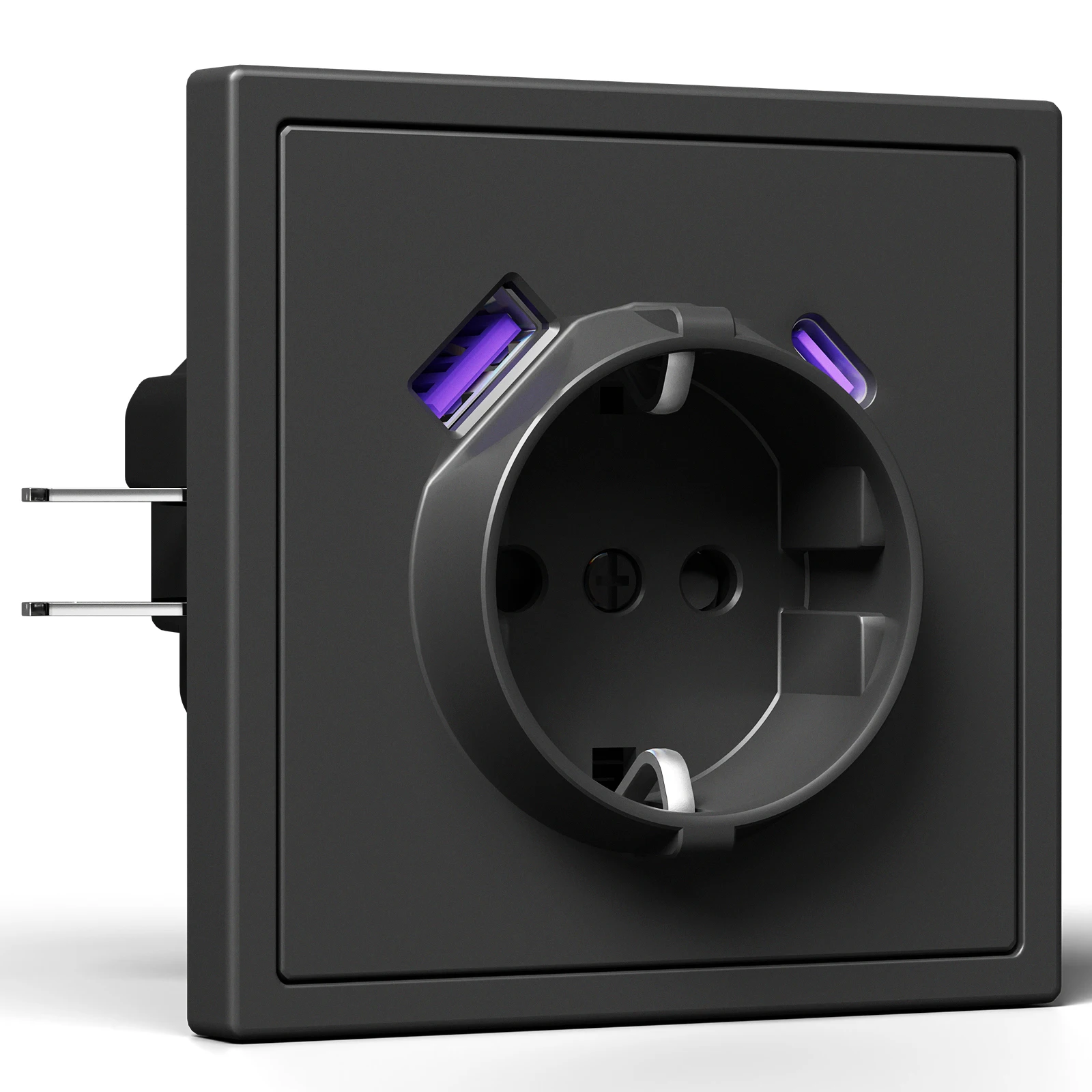 

BSEED 20W Fast Charge Wall Sockets Single Power Socket Double EU Sockets Triple Wall Sockets Quadruple Sockets Plug Black USB C