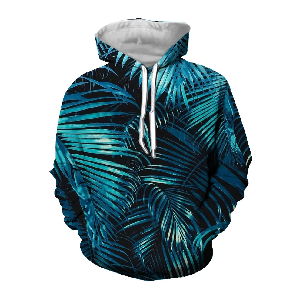 Jumeast 3D Palm Jungle Leaves Printed Y2k Hoodie Men Casual Harajuku Fashion Hoodies Long Sleeve Top Plus Size Loose YK2 Clothes