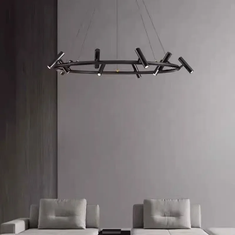 

Modern Industrial LED Chandelier for Dining Room Kitchen Parlor Bedroom Height Adjustable Hanging Light lusters Fixture