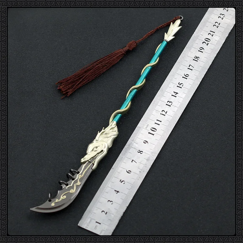 Movie and Television Peripheral Weapon 22cm Guan Yu Qinglong Crescent Knife Zinc Alloy Weapon Model Uncut Blade Gift Toys