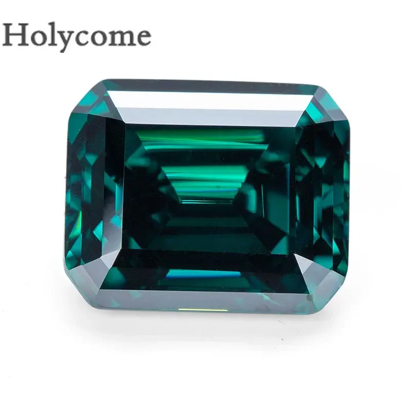 

Holycome Emerald Cut Moissanite 5x7mm-12x16mm Dark Green Color GRA Certificate Factory VVS1 Loose Gemstones Top Quality Chams