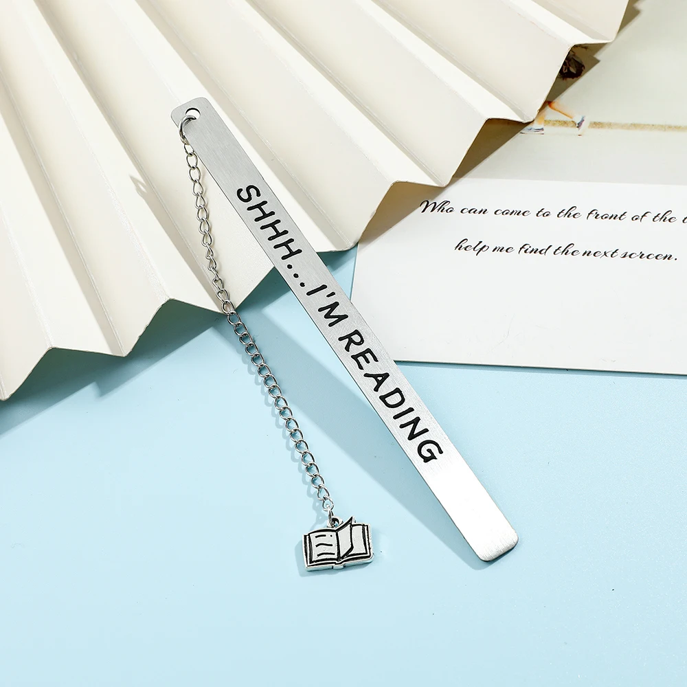 Stainless steel text bookmark with pendant, exquisite and simple student birthday gift, teacher gift, and gratitude gift.