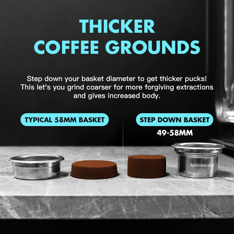 AliKisscafe 58mm to 49mm Step Down Portafilter Basket Kit Coffee Screen Tamper For Bottomless Espresso Accessory Barista Tool