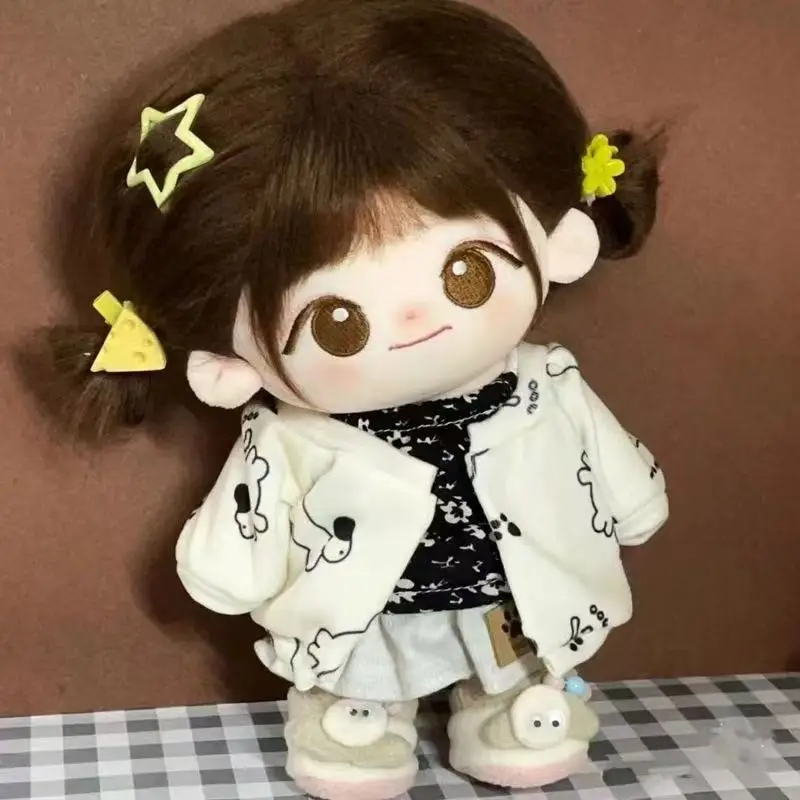 Muñeco de peluche de algodón de 20cm, conjunto de ropa de repuesto con capucha bonita (muñeca no incluida)