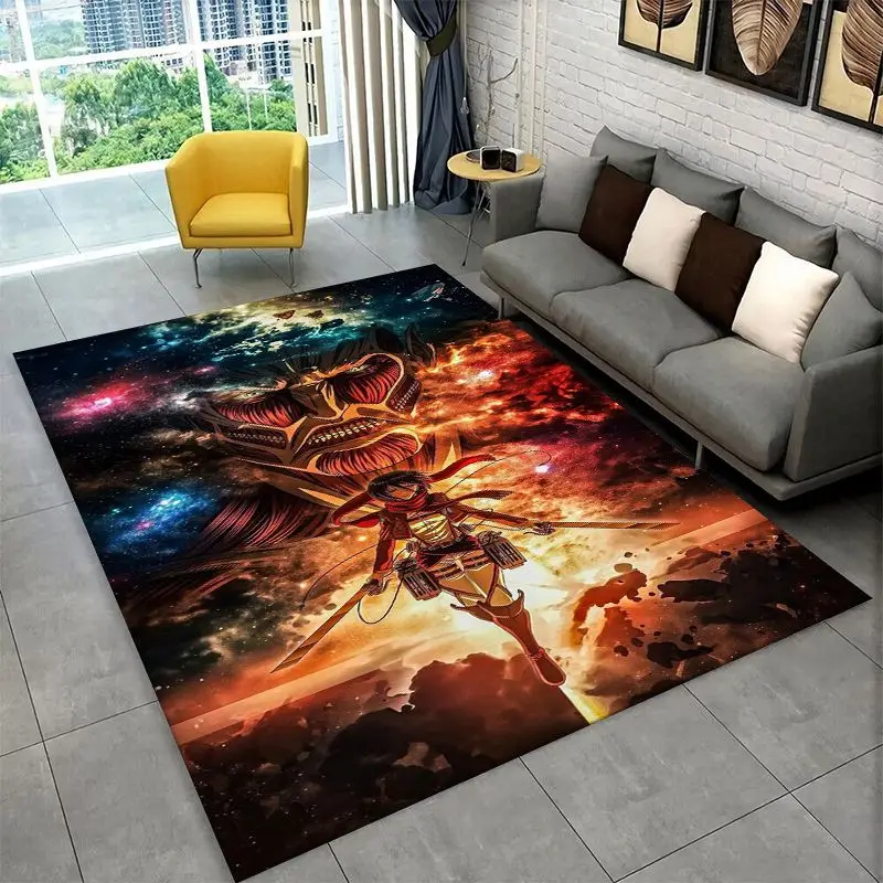 Attack on Titan Cartoon Anime Carpet Rug for Playroom Bedroom Living Room Sofa Home Decor,kid Game Area Rug Non-slip Floor Mat
