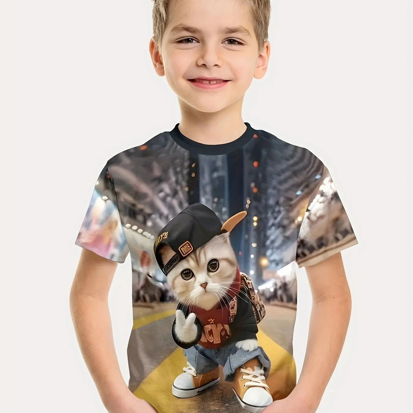 Camiseta 3D com estampa infantil, blusa casual de manga curta, camiseta criativa, roupas de verão, roupas de meninos e meninas