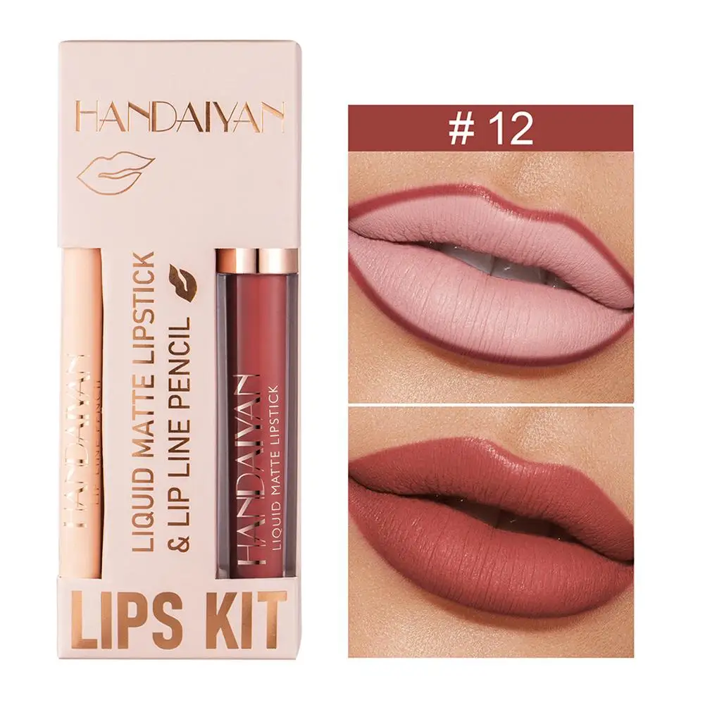 2025 NEU Matte Nude Brown Lipliner Pencil Lipsticks Red Velvet Sexy Contour Non-sticky Tool Kit Wasserdichter Lipgloss Lip Mak B4W0