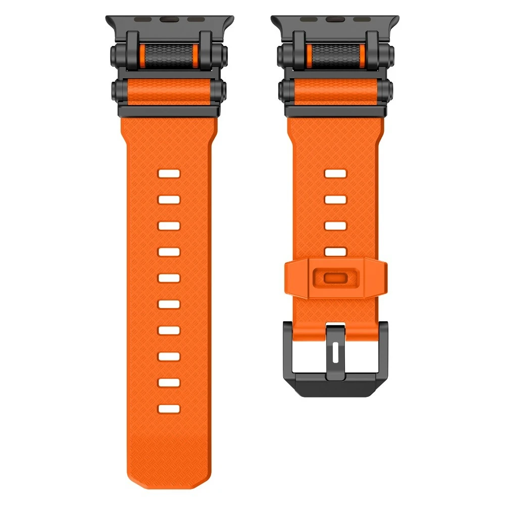 สายรัดข้อมือยางสำหรับ Apple Watch Ultra 3 49 มม. ซีรีส์ 11 10 46 มม. สายซิลิโคนโลหะสำหรับ iWatch 9 8 7 6 SE 44 มม. 45 มม.