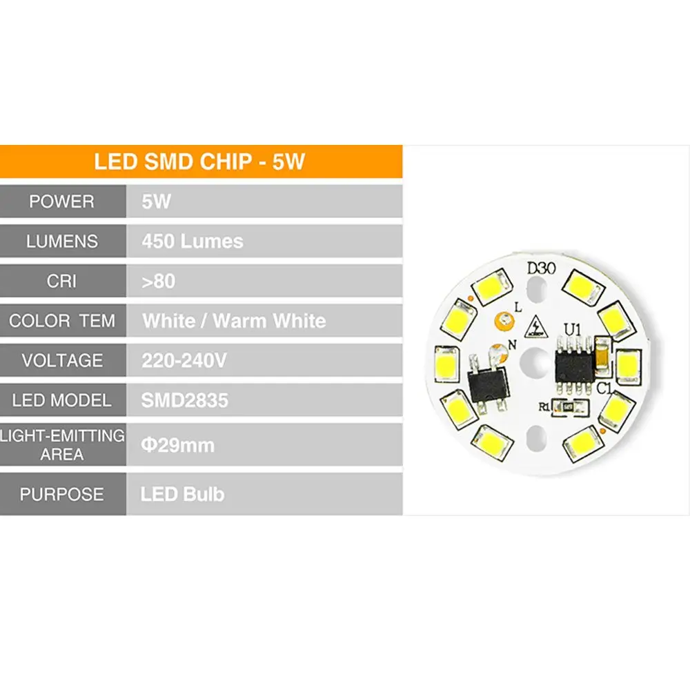 DIY 콜드 화이트 투광 조명 스포트라이트, IC LED 콩, SMD2835 라이트 칩 LED 전구 램프, 220V