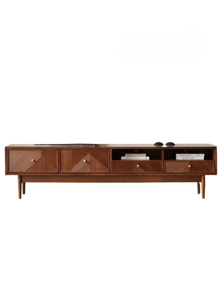 

Solid Wood Living Room Home Small Apartment French Retro Floor Cabinet Silent Wind TV Floor Cabinet