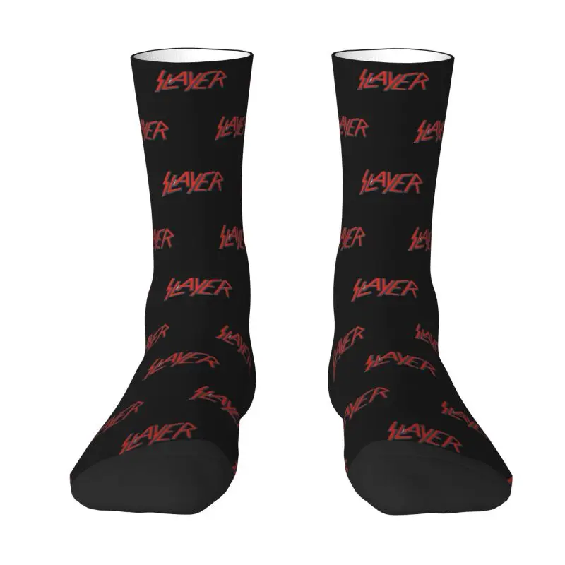 Custom Slayers Heavy Metal Rock Letter Men's Crew Socks Unisex Novelty Blood Flower Spring Summer Autumn Winter Dress Socks