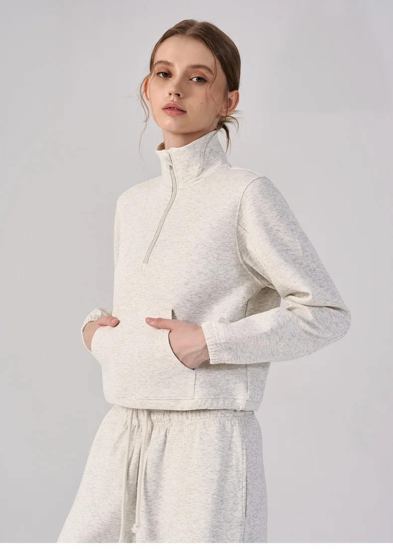 Women Half Zip Pullover Stand Collar Sweatshirt Autumn Winter Outdoor Sports Long Sleeve Top Tennis Fitness Yoga Jacket