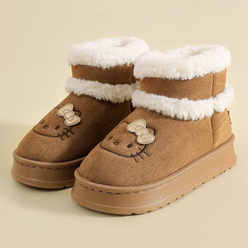 Anime Hello Kitty Herfst/Winter Dames Cartoon Leuke Katoenen Slippers Thuis Katoenen Schoenen Kan Naar beneden dragen Warme Katoenen Schoenen