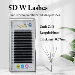 Yelix Cilios 5D W-Form Wimpernverlängerung 4D/6D/8D Vorgefertigte Volumenfächer Natürliche weiche automatische blühende Wimpern-Make-up-Zubehör