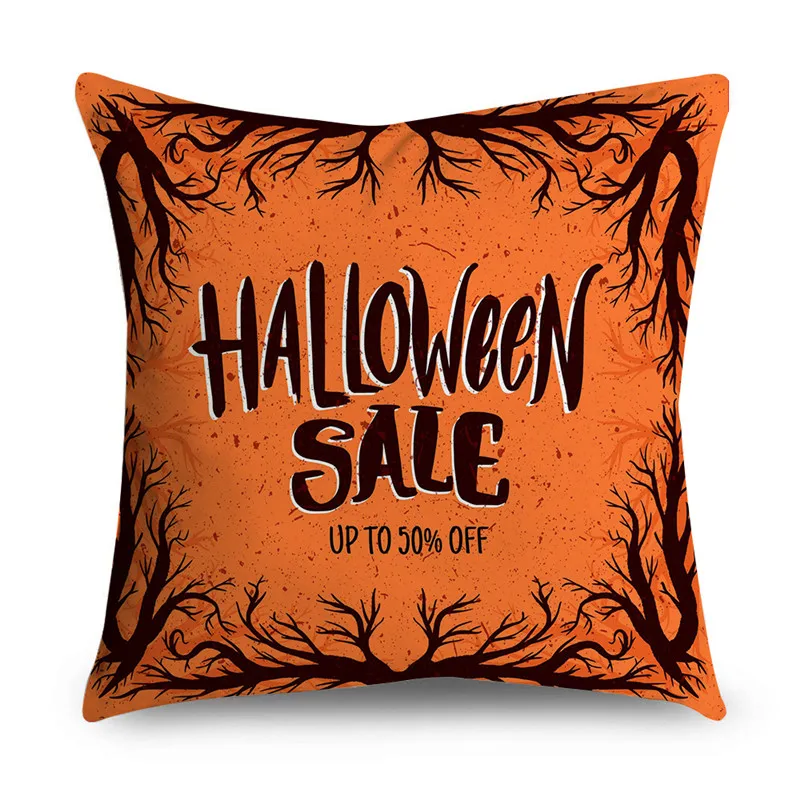 Halloween Theme Horror Pumpkin Wizard Print Pattern Cushion Cover Home Living Room Sofa Decoration Square Throw Pillow 