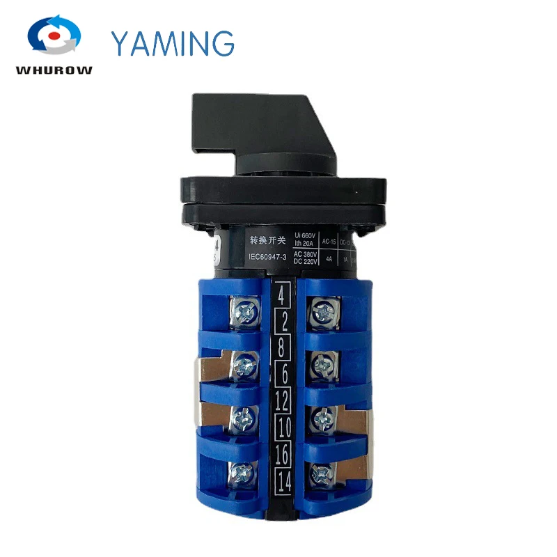 Cam Switch Control Two-Speed Motor On-Off-On 3 Position 4 Poles 20A Rotary Changeover Selector Silver Contact LW8-20-5.5S1/4