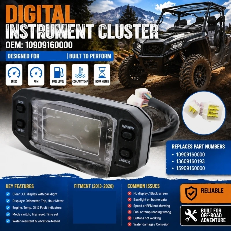 M76E ABS-Instrumentengruppe mit zentraler LCD-Anzeige und Bedientasten – Detail 1