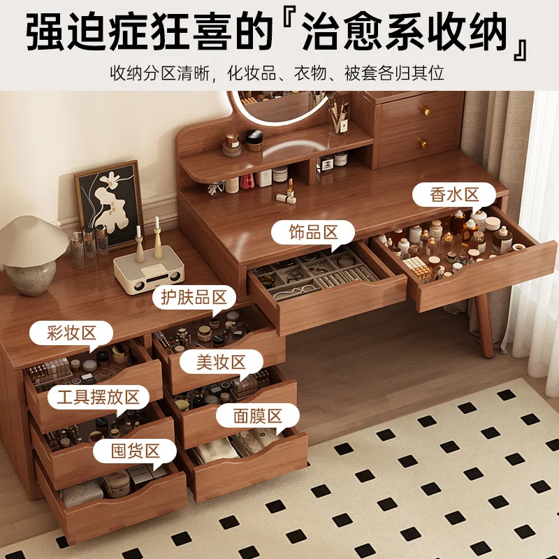 Dresser bedroom small vanity table mirror storage chest integrated desk
