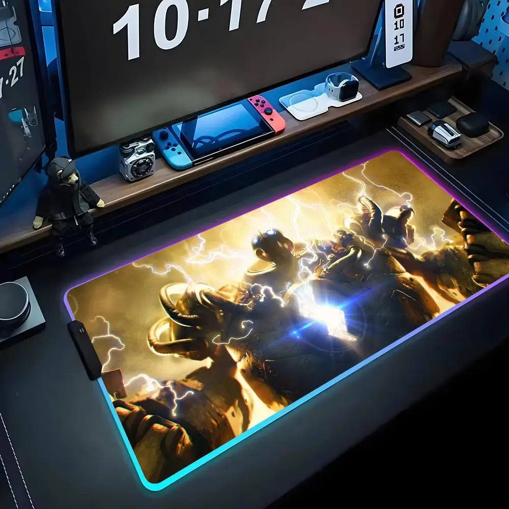 

Коврик для мыши Bard Bel Veth Blitzcrank RGB Gaming Mousepad Большой светодиодный коврик для ПК Настольный коврик Светящийся коврик для мыши Большие коврики для клавиатуры Настольный коврик