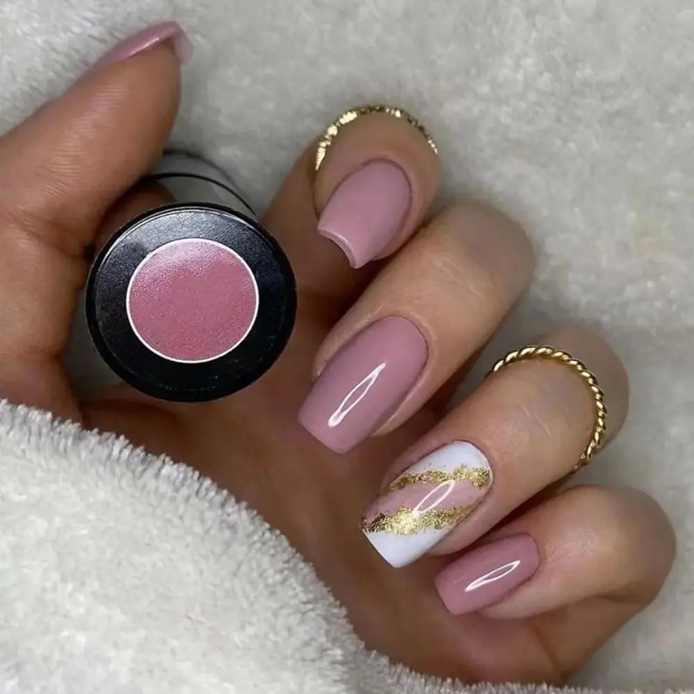 أطراف أظافر بغطاء كامل اضغط على الأظافر DIY متوسطة الطول برأس مربع أظافر صناعية فرنسية #4