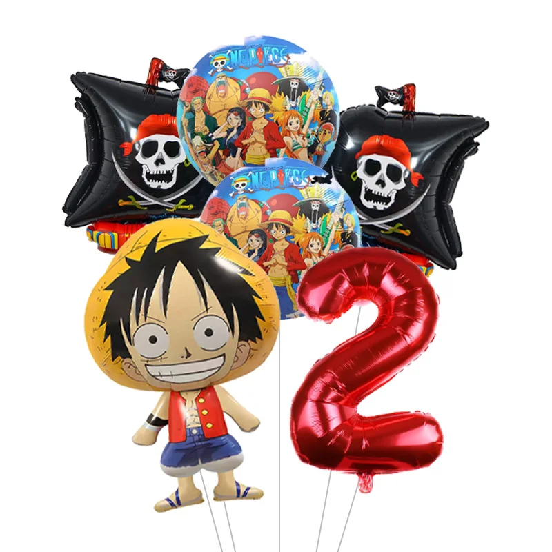 Cool One Piece Theme Luffy Theme Foil Balloons Set Latex Balloon Kids Birthday Party Decoration Number Balloon Toys Gifts - view 3