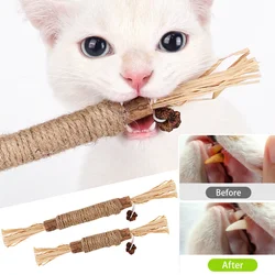 1 Pc Cat Silvervine Chew Stick Toy Polygonum Kitty Bite Raffia Grass Pet Supplies Cleaning Teeth Stick Pet Cat Toy Hemp Rope