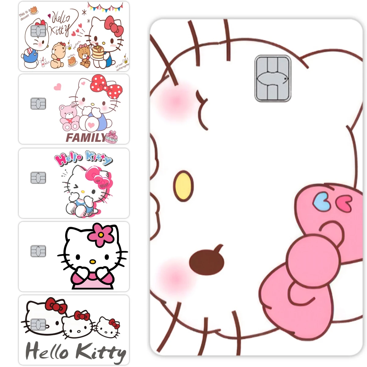 

1pc Hello Kitty Anime Credit Debit Card Stickers Kawaii Cartoon Diy Cinnamoroll Waterproof Sticker Skin Film Cover Decoration