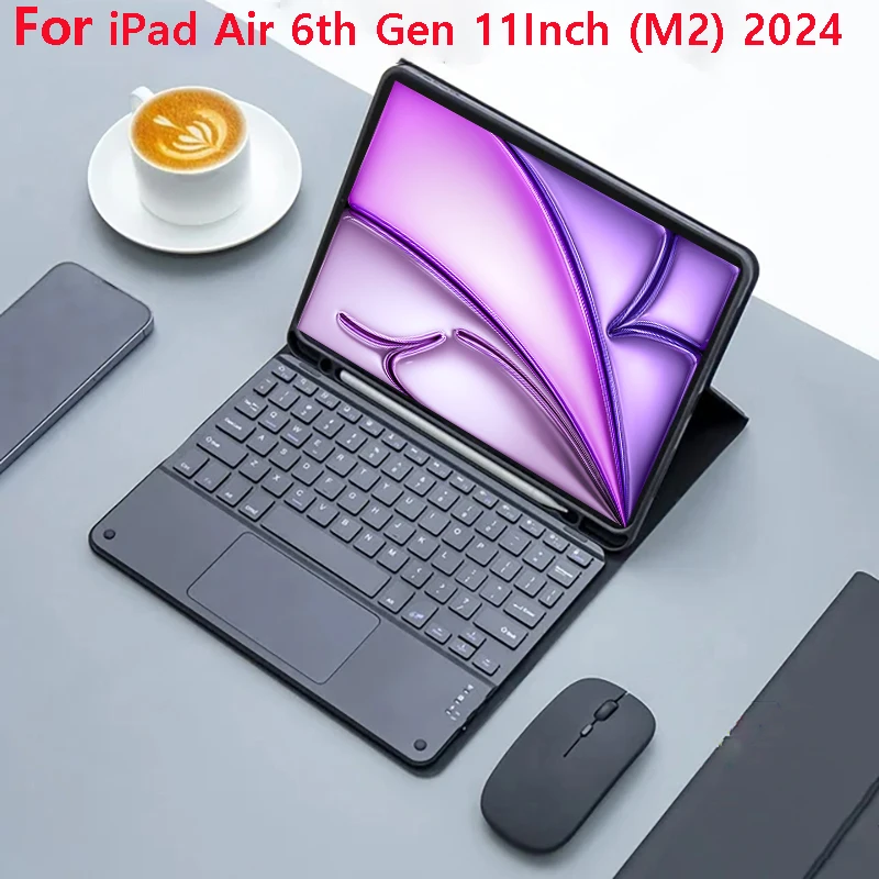 Case For iPad Air 6th Generation 11 Inch, Keyboard Cover for iPad Air 6th Generation 11 Inch M2 2024 A2902 A2903 A2904