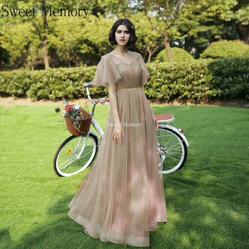 Customized 4 Styles Khaki Bridesmaid Dresses Green Tulle Sweet Memory Bespoke Occasion Gown Girl Guest Birthday Dresses For Prom