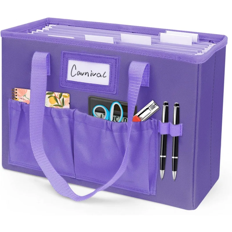 Desktop File Organizer Box,Collapsible Hanging Filing Box,Home Office Document Storage Organizer with Front Pocket and Handles,