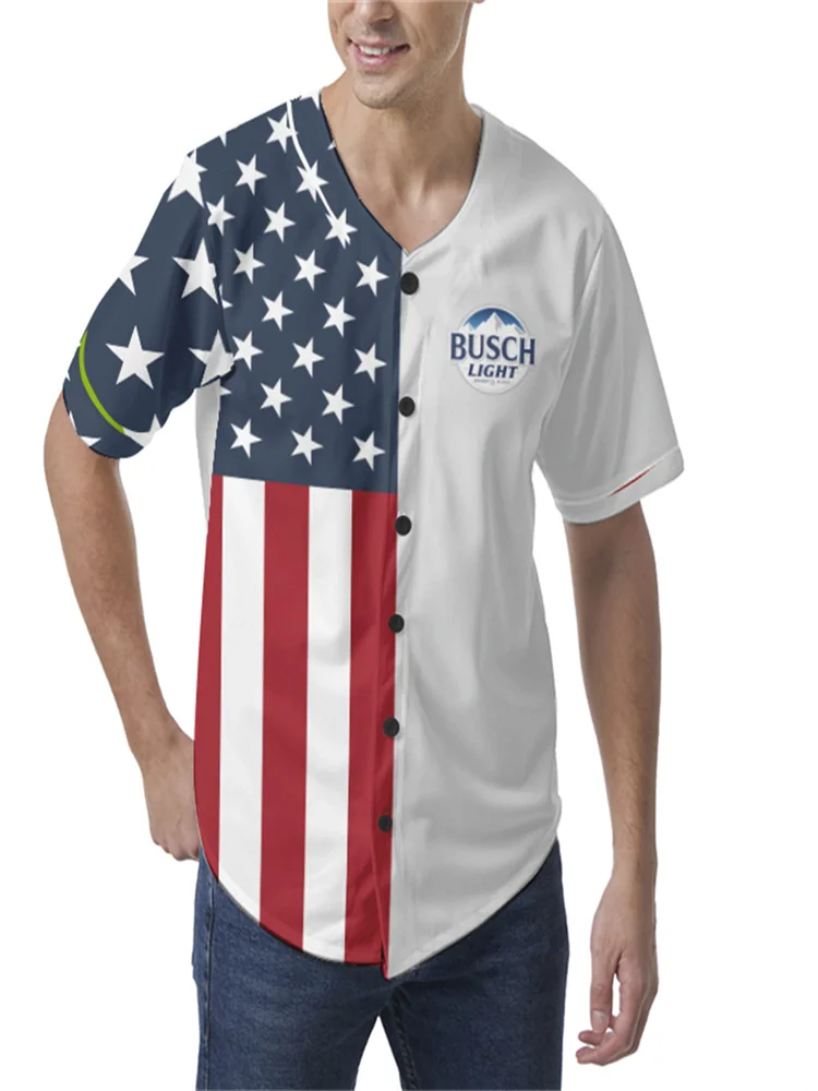 

2024 summer new cross-border European and American 3D printed loose men's short-sleeved baseball shirt