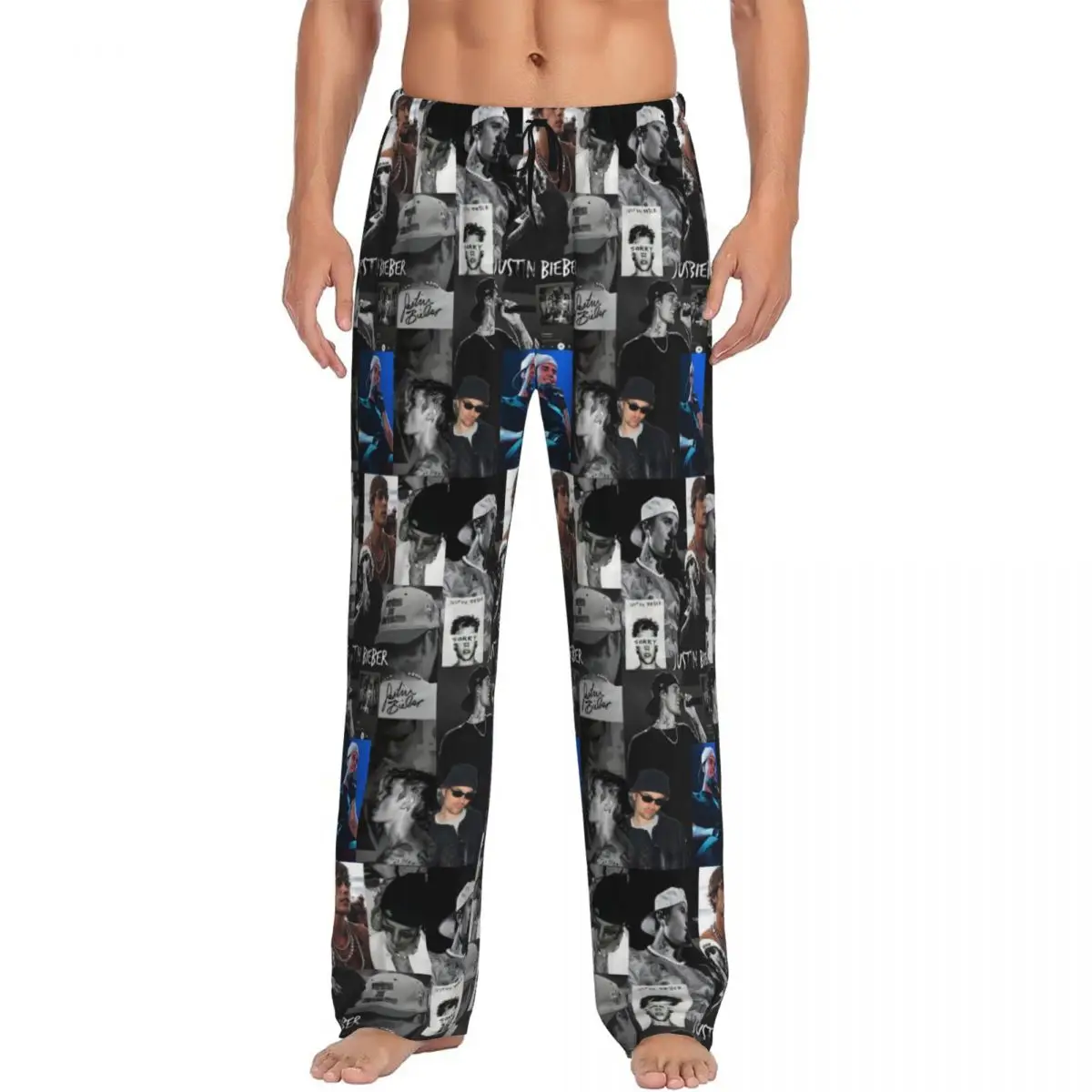 

Custom Printed Popular Singe Justin Bieber JBiebs Pajama Pants for Men Sleep Sleepwear Bottoms with Pockets