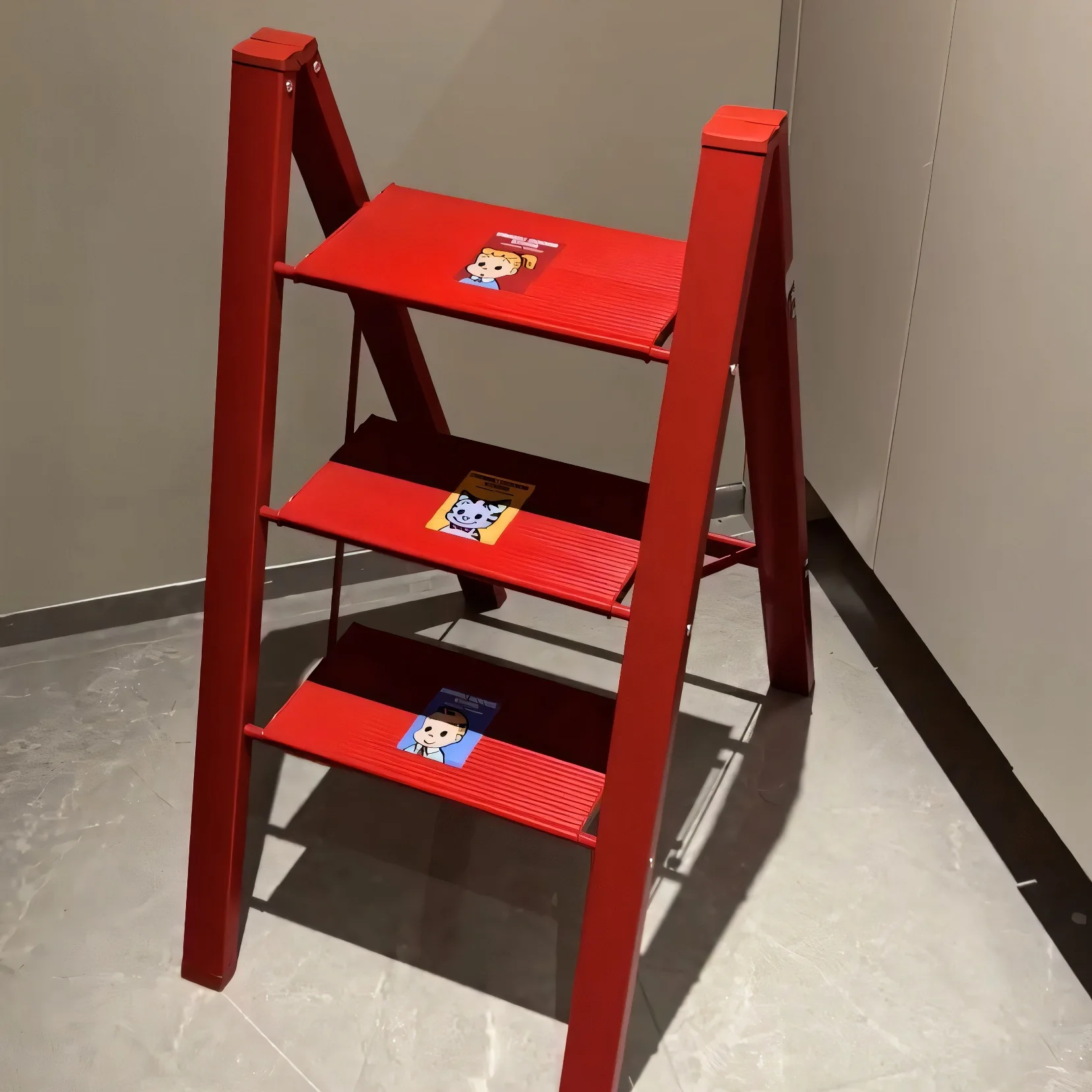 سلم متعرج أصلي يقدم الهدايا، سلم متعرج هووسورمينغ، يتحرك خطوة بخطوة، سلم أحمر للعام الجديد، منزلي قابل للطي #4