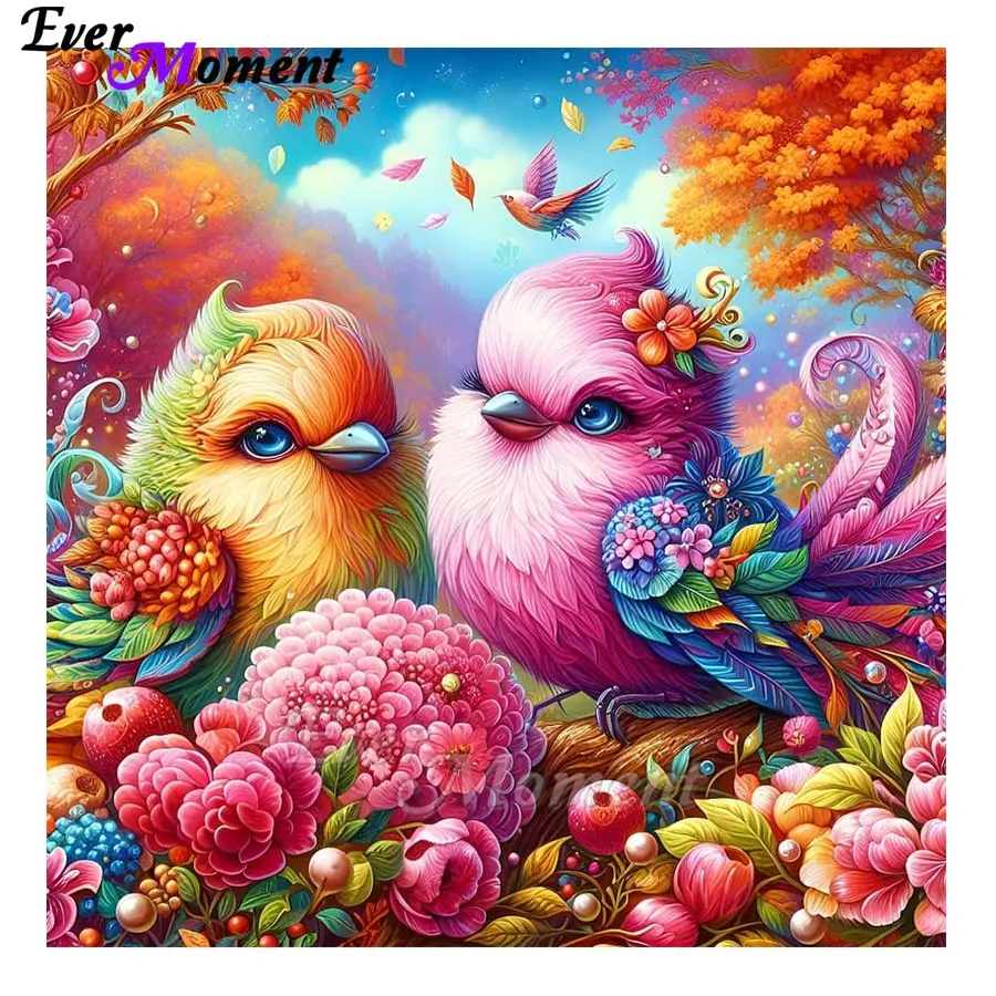 

Ever Moment DIY AB Алмазная вышивка Прекрасная птица с цветком Набор алмазной живописи Смола Художественное украшение Подарок ASF2958