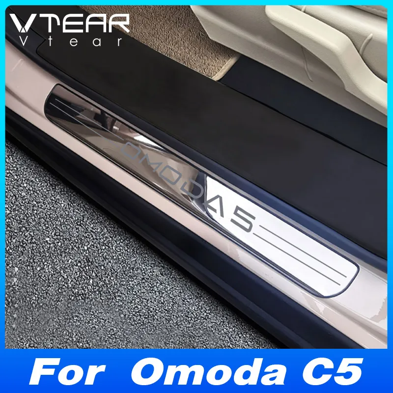 

Vtear Car Door Sill Cover Exterior Frame Decoration Anti Kick Sticker Trim Accessories Anti Dirty Parts For Chery Omoda C5 2023