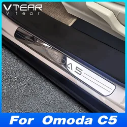 Vtear Car Door Sill Cover Exterior Frame Decoration Anti Kick Sticker Trim Accessories Anti Dirty Parts For Chery Omoda C5 2023