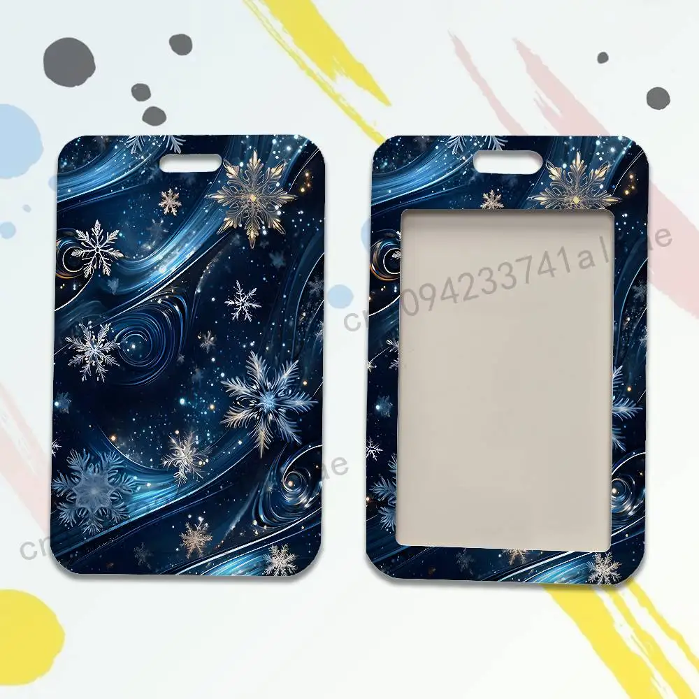 Beautiful Snowflak Christmas Card Holder Lanyard Camera Neck Strap Credit Card Case ID Badge Credentials Protection