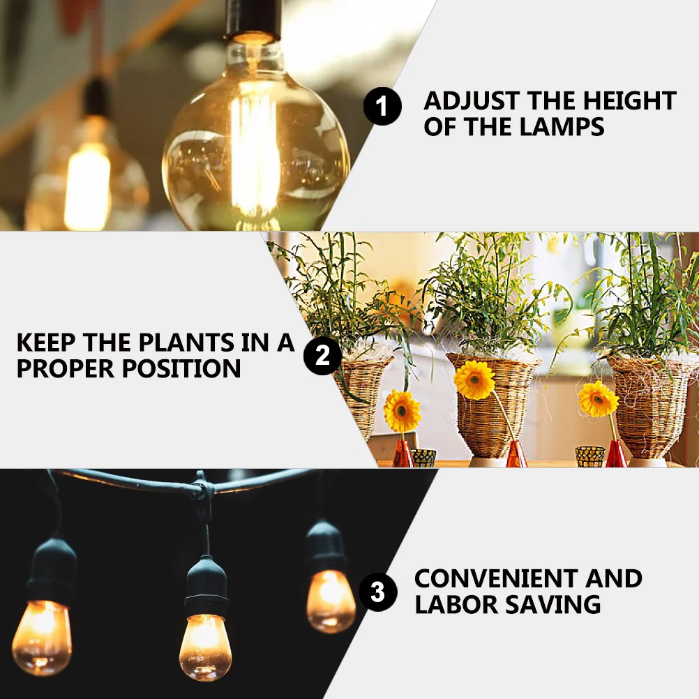 

2pcs Plant Light Hooks Heavy Duty Adjustable Grow Lamp Hanging Ropes Pulley Lifters For Garden Indoor Plants Grow Tents Fan