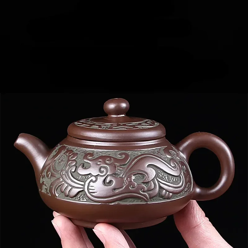 

Purple Sand Pot Handmade Bronze Antique Teapot Large Bubble Teapot Single Pot Ceramic Household Tea Set Teacup Set