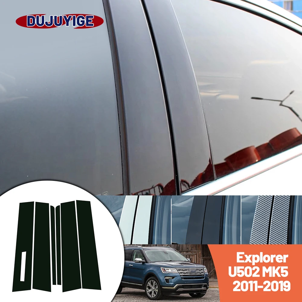 

Bright black carbon fiber door and window B C Pillar sticker suitable For Ford Explorer U502 MK5 2011-2019 2012 2013 2014 2015