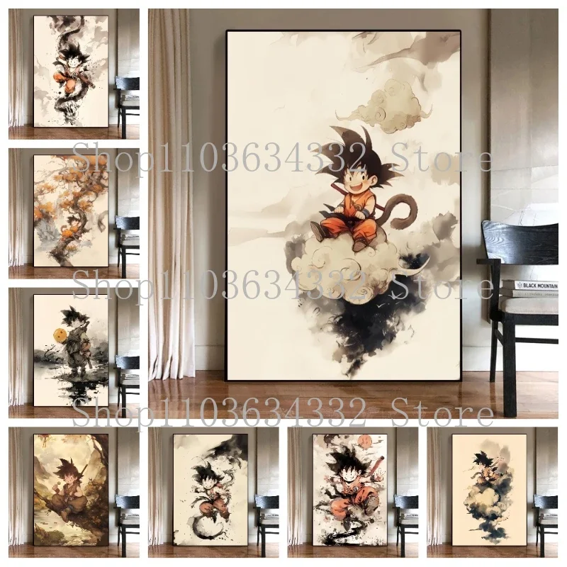 

Animation Dragon Ball Goku Poster Ink HD Printing Canvas Painting Home Bedroom Wall Art Painting Decorative Painting Gift