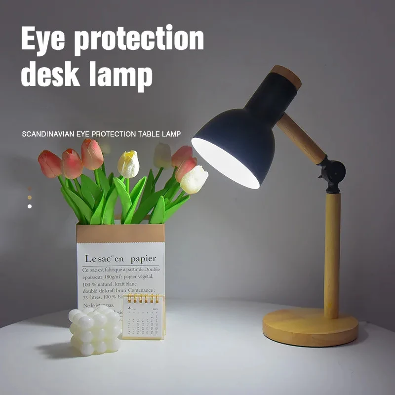 LED Eye Protection Desk Lamp, Lâmpadas De Mesa De Madeira Criativas, Decoração De Estudo Do Quarto, Pequena Luz Noturna, Mobília Do Quarto